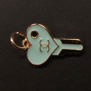 CC Baby Blue Heart Key Charm Pendant